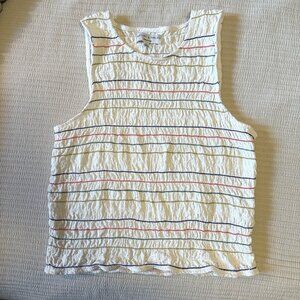 Madewell Texture & Thread Rainbow-Stitched Smocked Tank Top